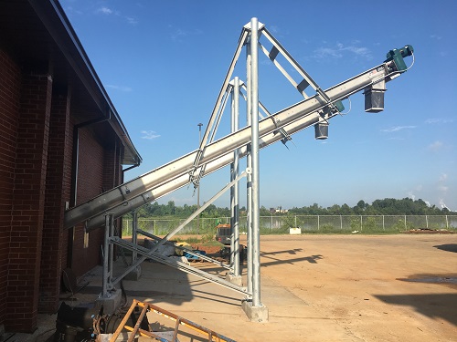 Identical Shaftless Screw Conveyor Loadout Systems for Dewatered Biosolids at Dry Creek WWTP in Decatur, Alabama - KWS Manufacturing