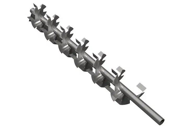 Outer Edge of Each Flight is Cut and Folded to Form Integral Lifting Paddles