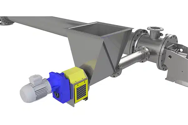 Infeed Hopper Mates Directly to Rotary Valve Above