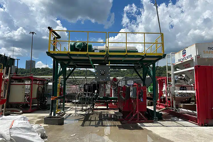 New KWS Screw Conveyor Being Installed Under Centrifuge