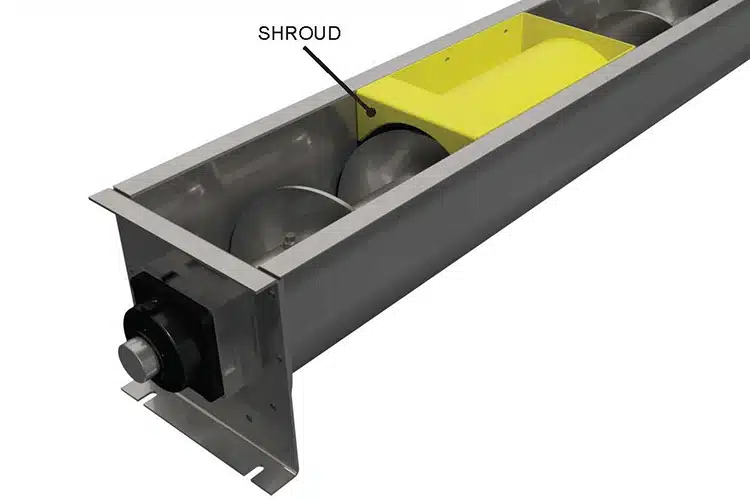Shroud Prevents Bulk Materials from Flooding Past Inlet
