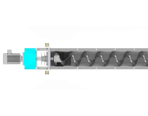 One-Piece Flanged Drive Shaft Connects Spiral to Drive Unit