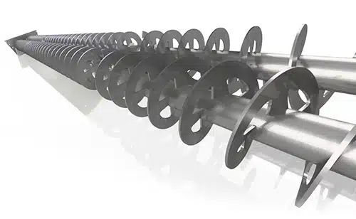 Twin Ribbon Screws Convey and Break Up Damp Iron Oxide Filter Cake