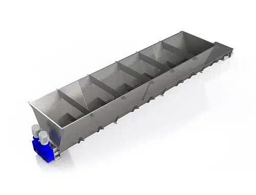 Dewatered Filter Cake Discharges to KWS Twin Screw Conveyor and is Transported to Load Out