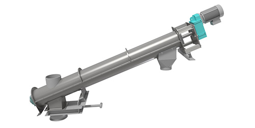Inclined Screw Conveyor Discharges Talc to Pneumatic Conveying System