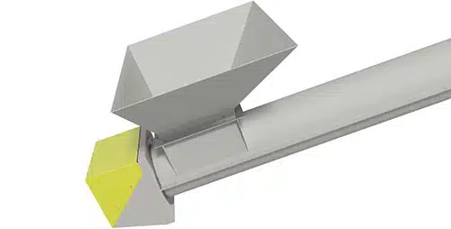 Small Front-End Loader Deposits Soil in Hopper of Inclined Screw Feeder