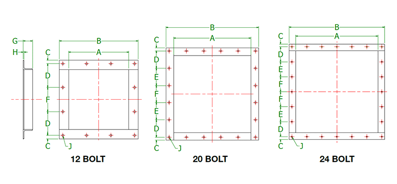 Dimensional Drawing for Inlet Spouts