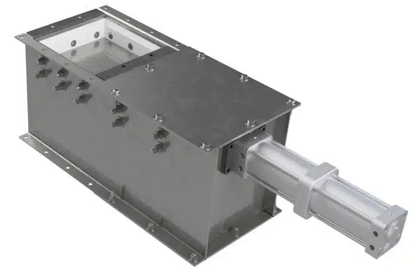 Heavy-Duty Slide Gate Controls Flow of Cement Clinker Dust