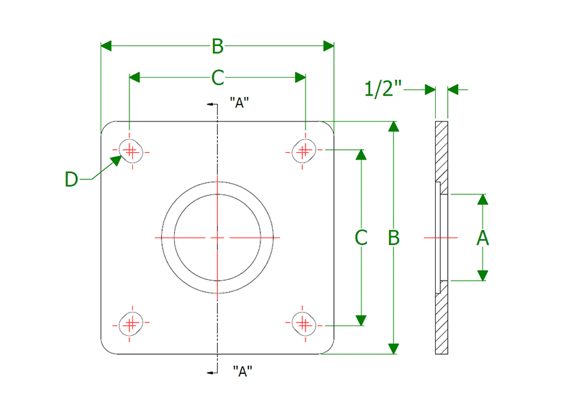 Dimensional Drawing for Plate Seals