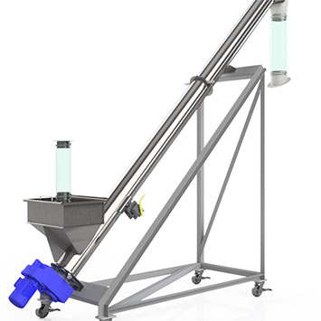 Portable Incline Screw Feeder to Meter and Elevate Stainless Steel Powder for Powder Metallurgy Process