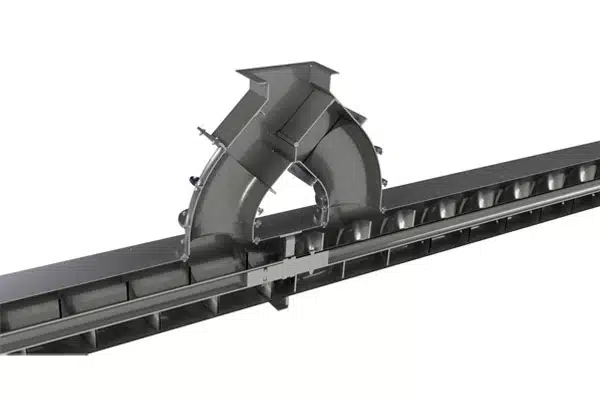 Right and Left-Hand Screws Convey Cattle Feed to Each Silo