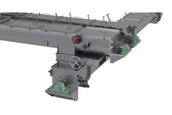 Rack and Pinion Slide Gates are Located at Inlets of Gather Screw Conveyor