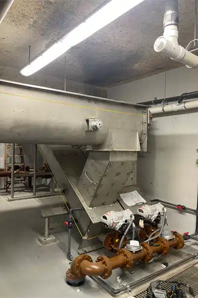 Dewatered Biosolids are Transferred to Inclined Screw Conveyors