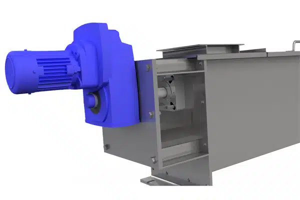 Bulkhead Trough End with Purgeable Seal Keeps Liquid Contained in Conveyor
