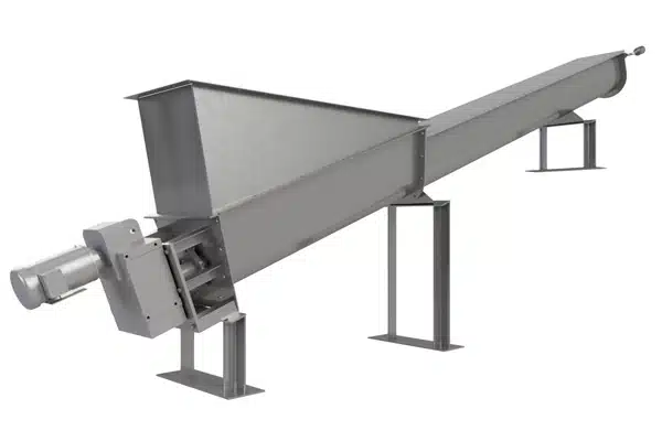 Incline Shaftless Screw Conveyor Compacts Plastic Fluff to Reduce Volume and Increase Density