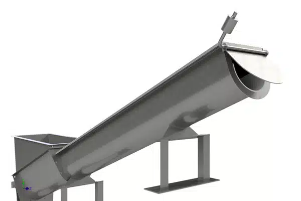 Weighted Door on Discharge Creates Back Pressure and Compacts Plastic Fluff