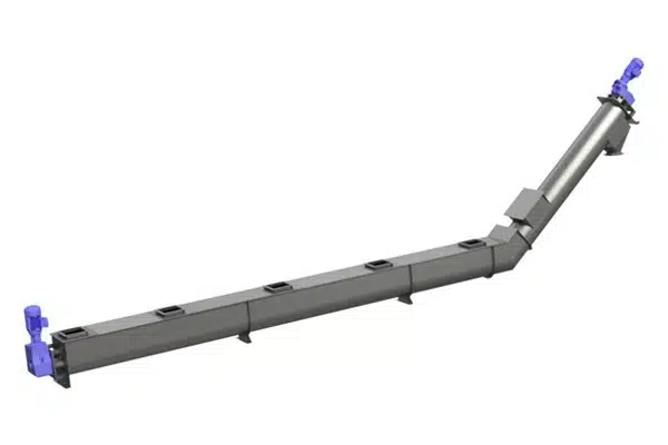 Horizontal Screw Conveyor Transitions to 40-Degree Inclined Screw Conveyor