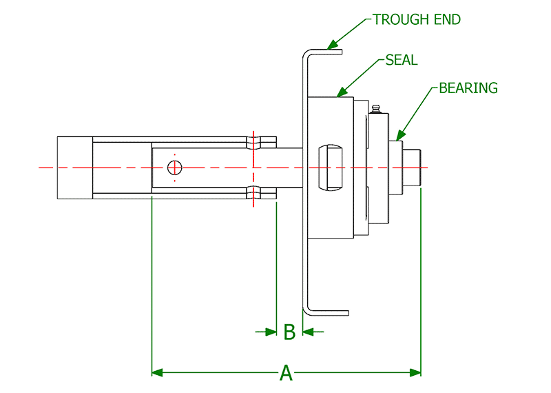 Dimensional Drawing for 304 SS 2-Bolt End Shafts