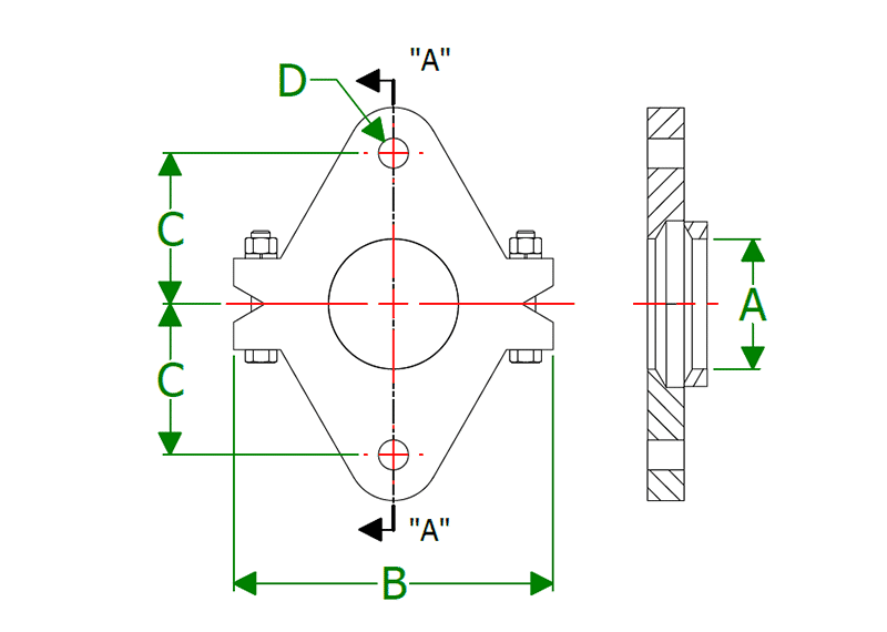 Dimensional Drawing for Split Gland Seals