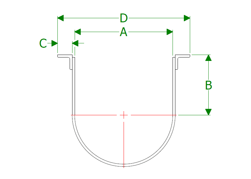 Dimensional Drawing for Angle Flange U-Troughs