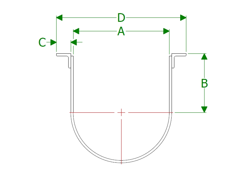 Dimensional Drawing for Angle Flange U-Troughs